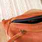 Sac banane en cuir velours - Hunter terracotta