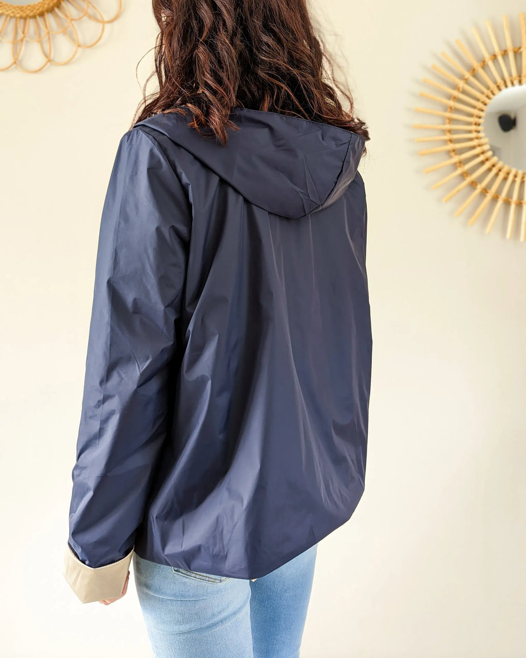 Imperméable réversible Laura Jo marine/dorée - Elena courte - DÉSTOCKAGE taille XL