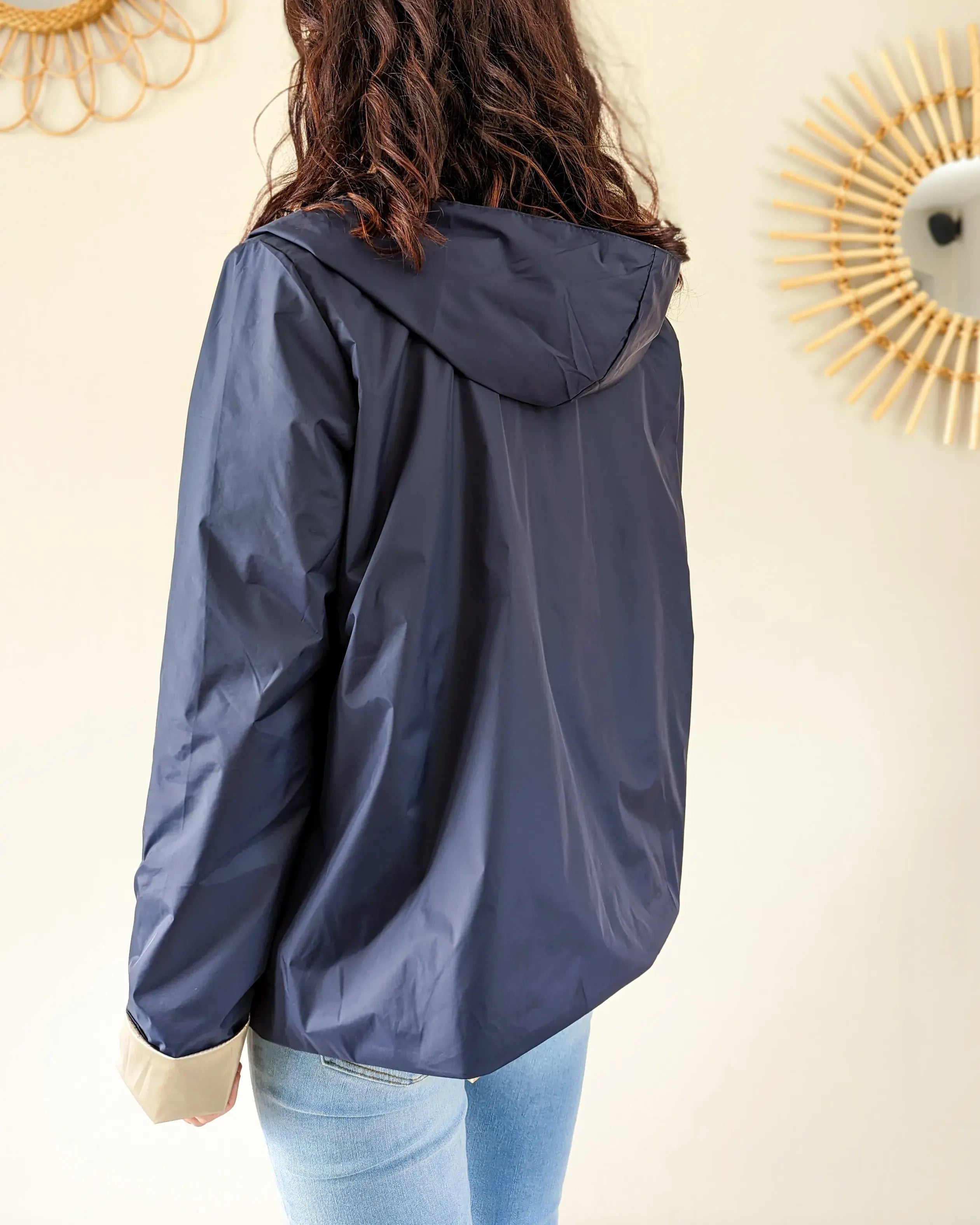 Imperméable réversible Laura Jo marine/dorée - Elena courte - DÉSTOCKAGE taille XL