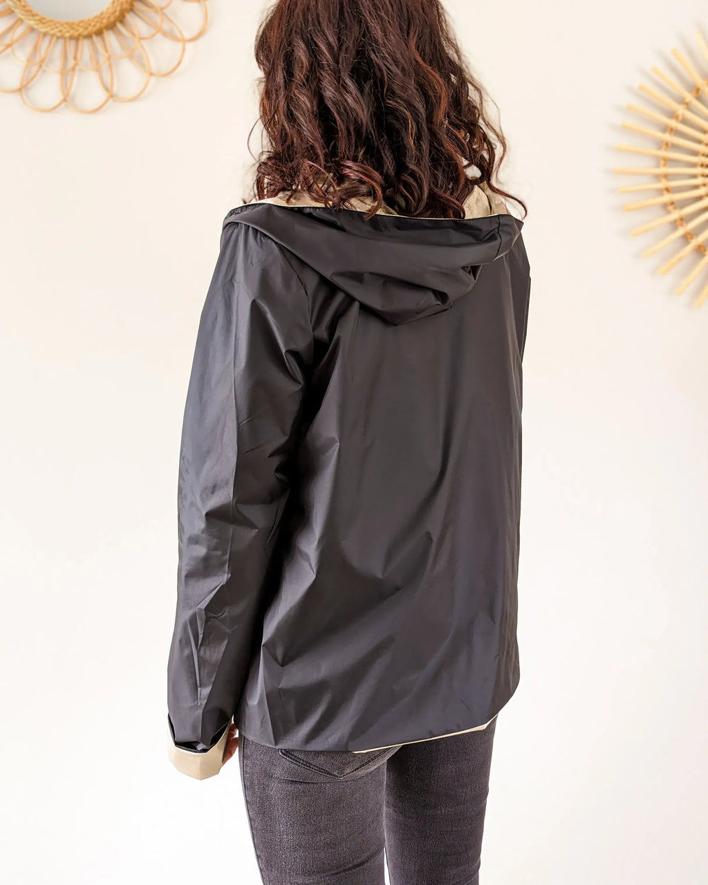 Imperméable réversible Laura Jo noire/dorée - Elena courte - DÉSTOCKAGE taille M, L, XL et 46