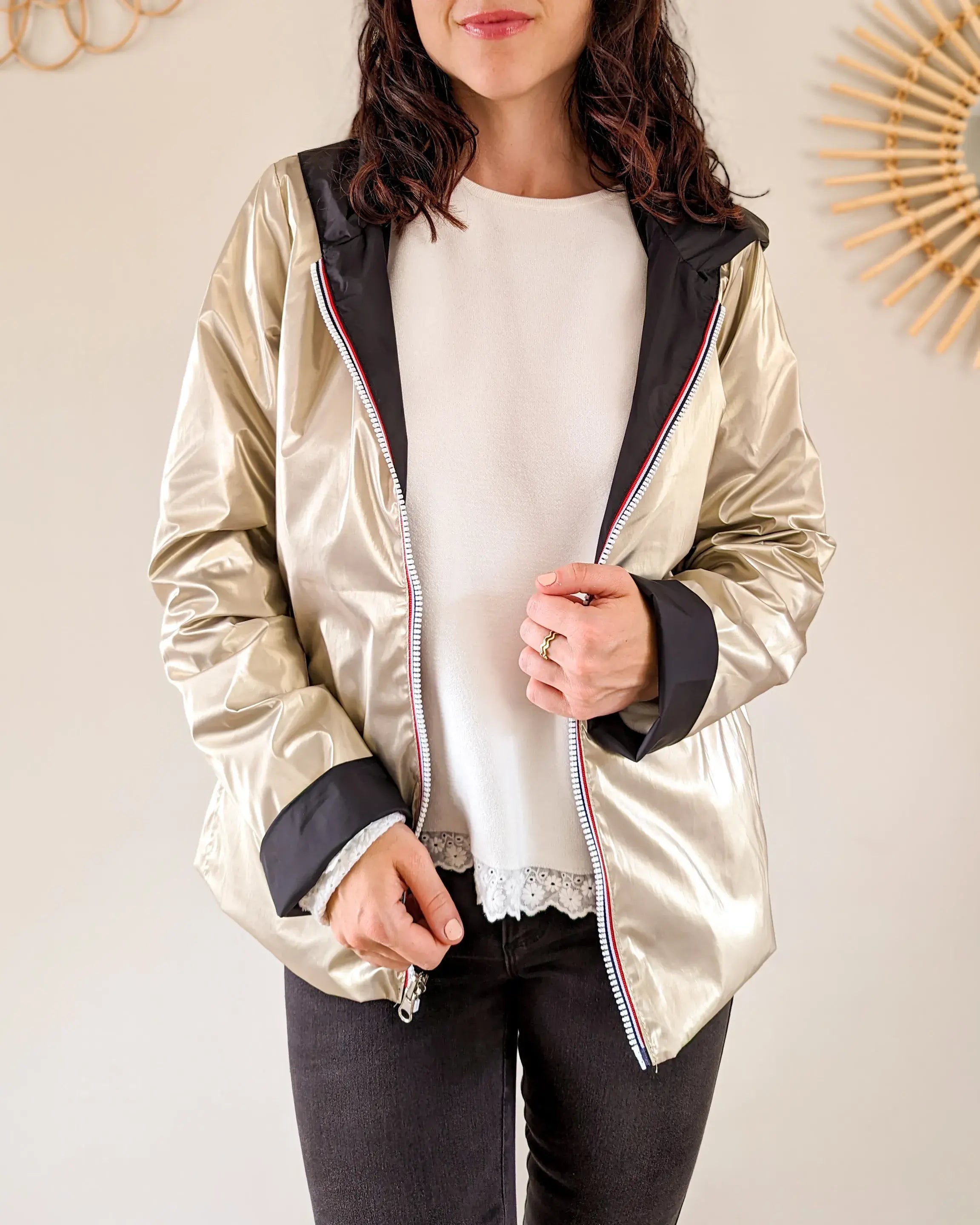 Imperméable réversible Laura Jo noire/dorée - Elena courte - DÉSTOCKAGE taille M, L, XL et 46