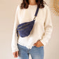 Sac banane en cuir velours - Hunter marine