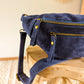 Sac banane en cuir velours - Hunter marine