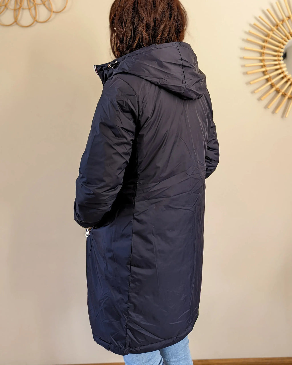 Doudoune réversible imperméable Laura Jo - Amélia marine/dorée longue - DÉSTOCKAGE taille L