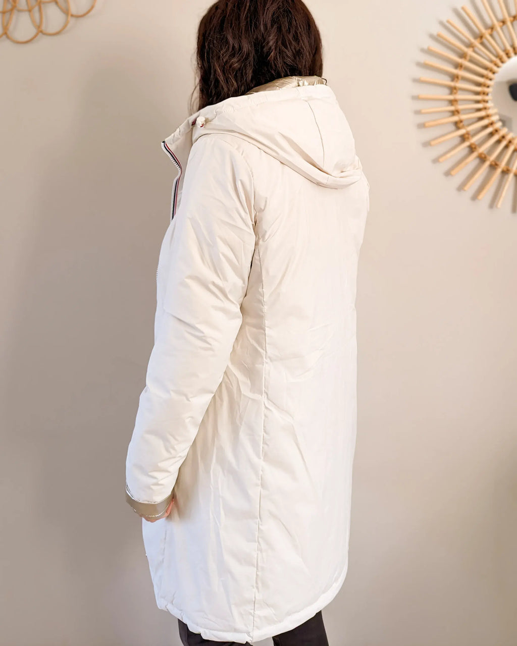 Doudoune réversible imperméable Laura Jo - Amélia blanche/dorée longue