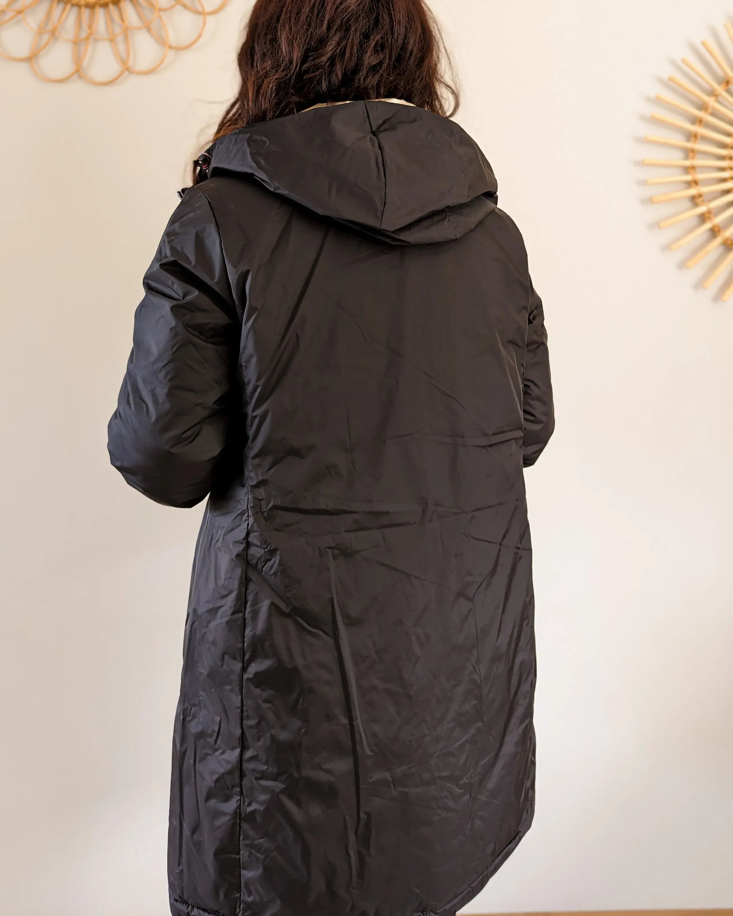 Doudoune réversible imperméable Laura Jo - Amélia noire/dorée longue
