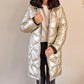 Doudoune réversible imperméable Laura Jo - Amélia noire/dorée longue