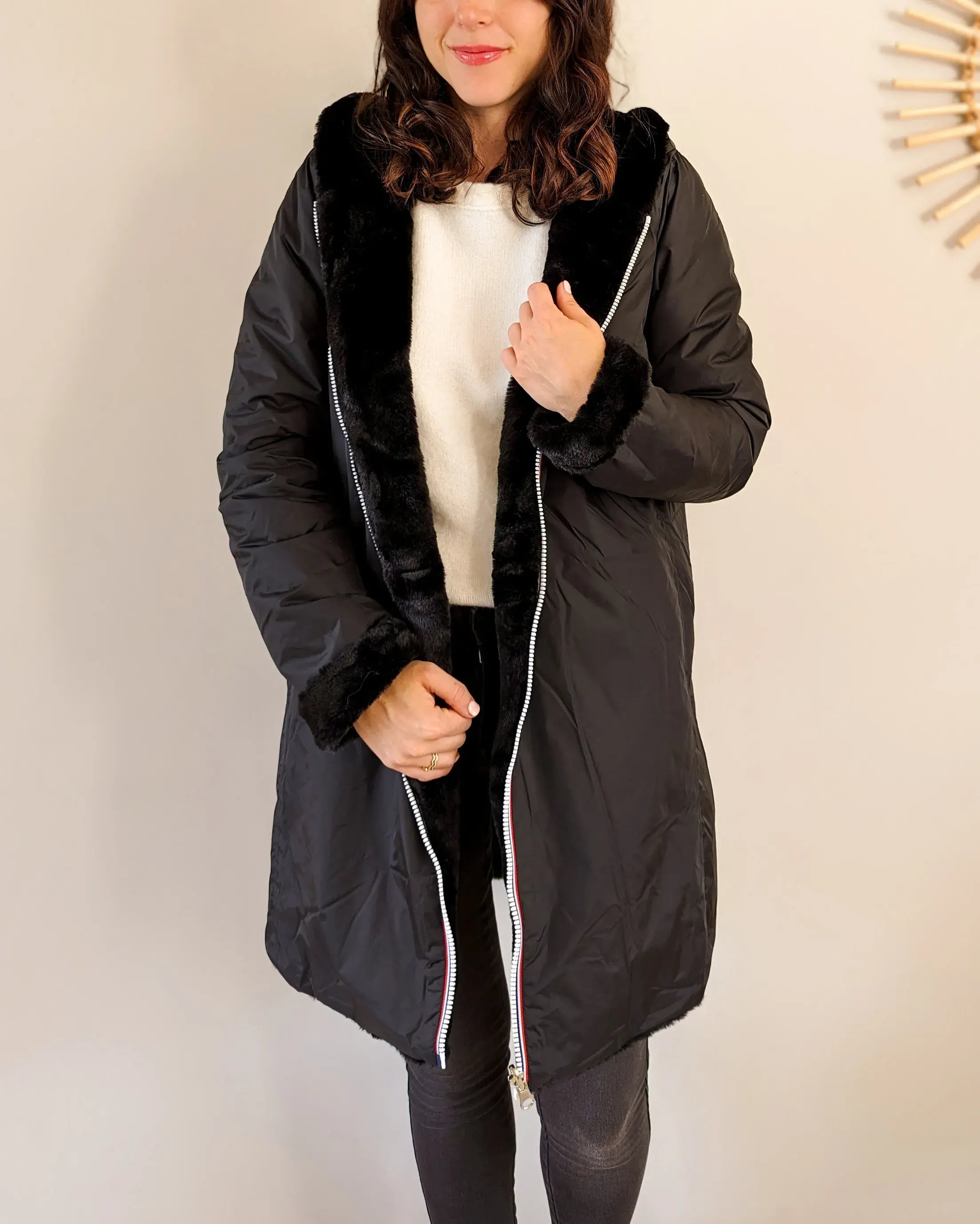 Parka fourrée réversible Laura Jo - Gwen noire