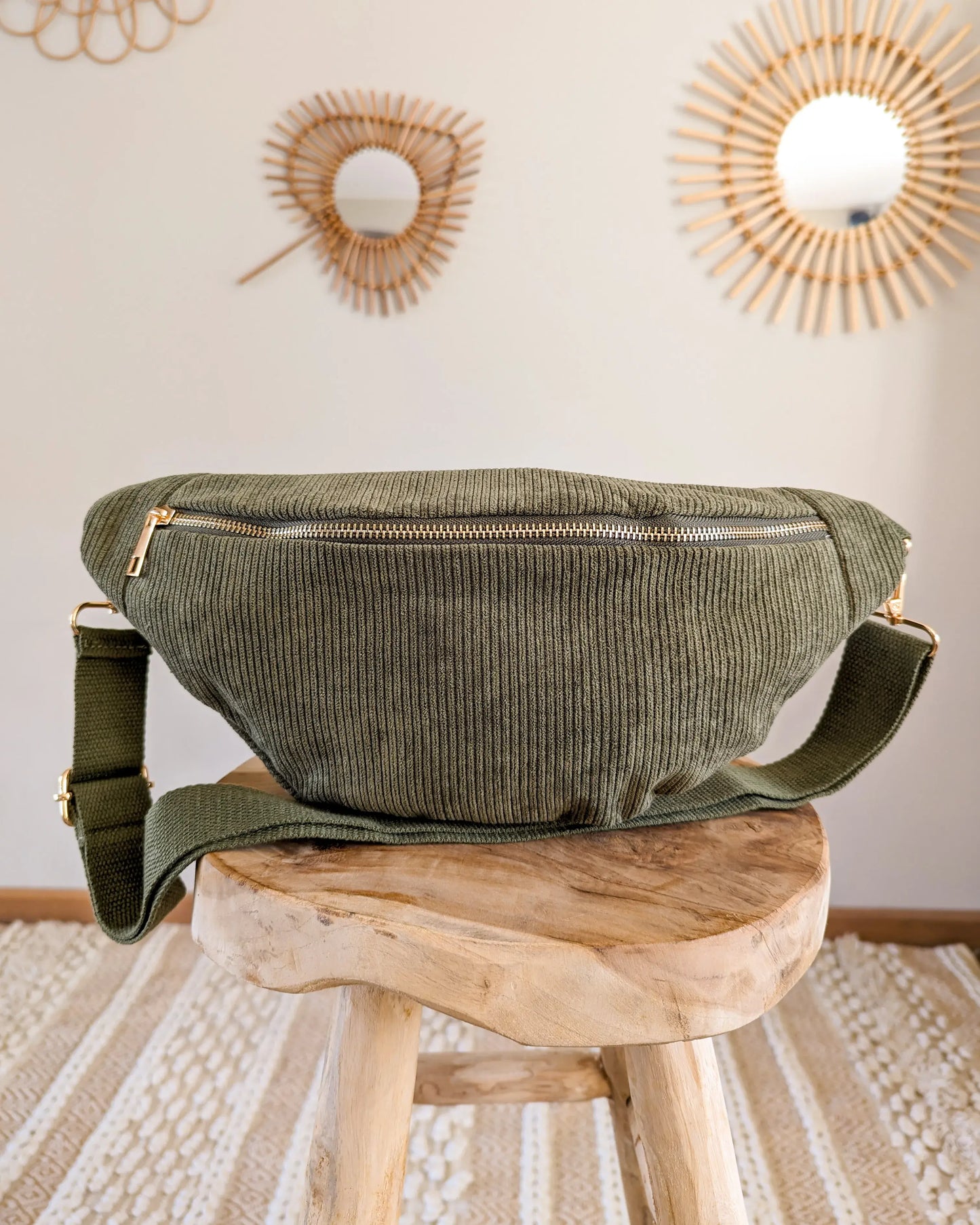 Sac banane en velours côtelé Ciao Boum - Masha kaki