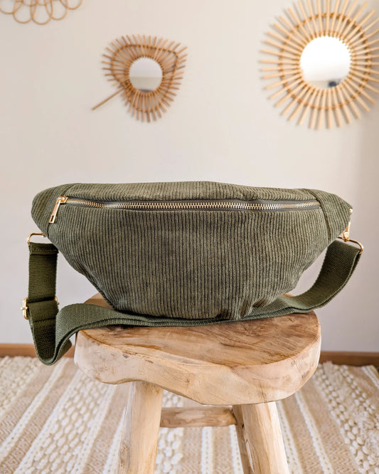 Sac banane en velours côtelé Ciao Boum - Masha kaki