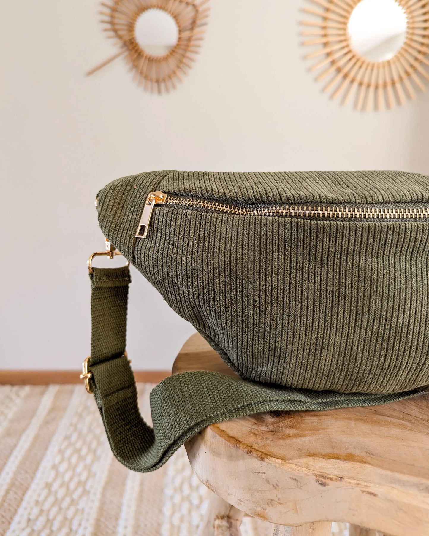 Sac banane en velours côtelé Ciao Boum - Masha kaki