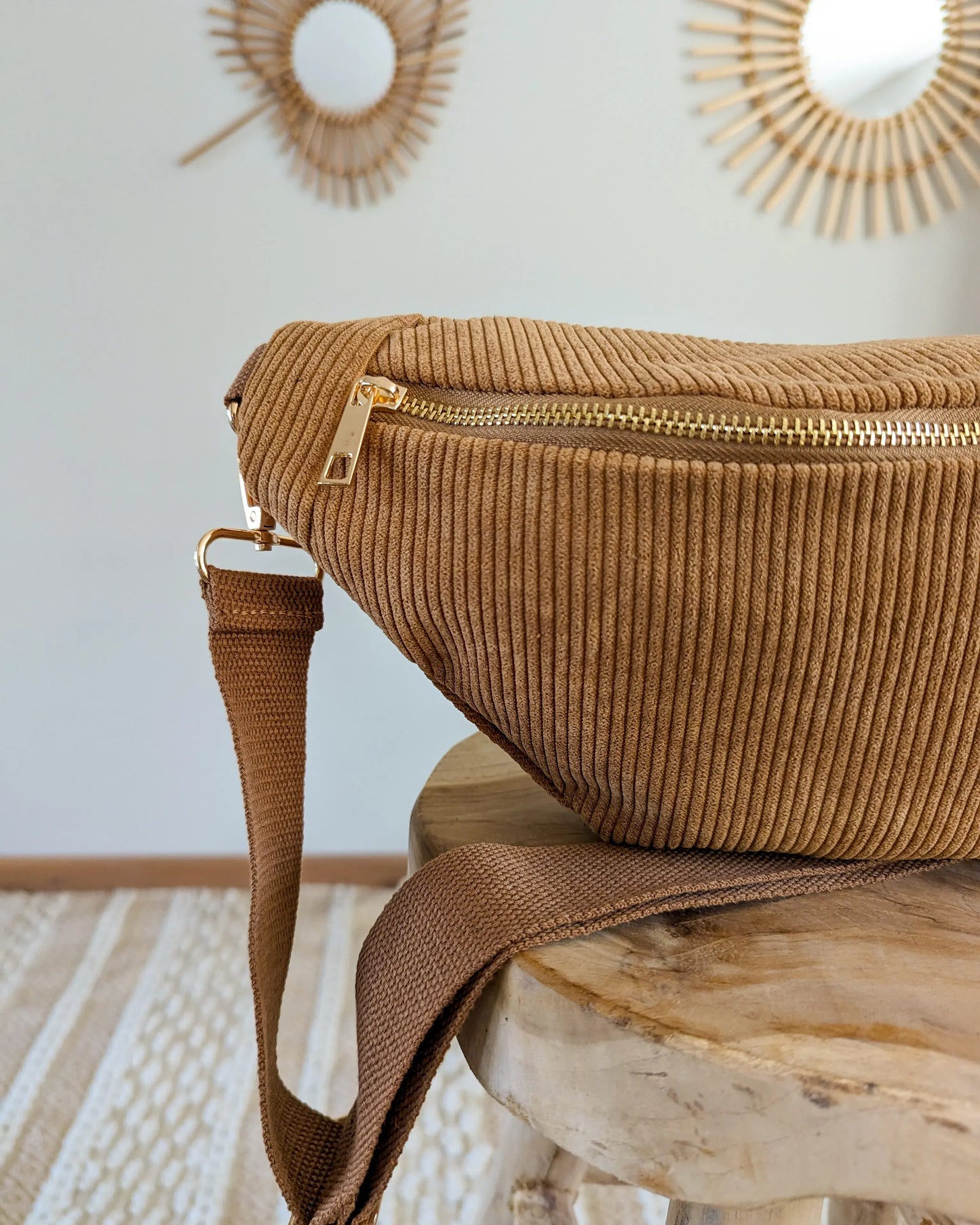Sac banane en velours côtelé Ciao Boum - Masha camel