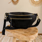 Sac banane en cuir velours - Hunter noir