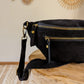 Sac banane en cuir velours - Hunter noir