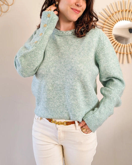 Pull - Maddy vert d'eau chiné