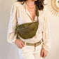 Sac banane en cuir velours - Hunter olive