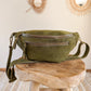 Sac banane en cuir velours - Hunter olive