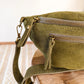 Sac banane en cuir velours - Hunter olive