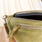 Sac banane en cuir velours - Hunter olive