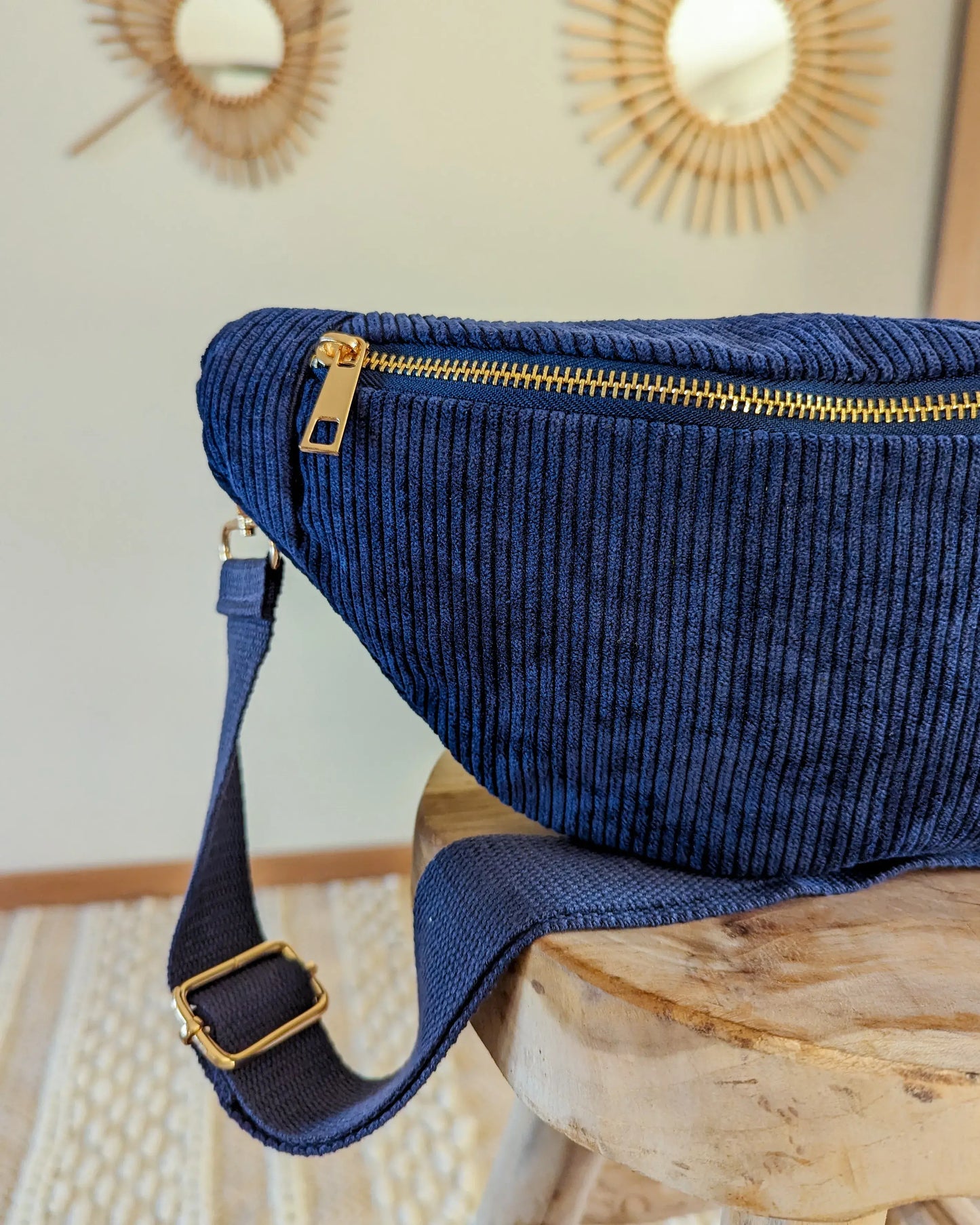 Sac banane en velours côtelé Ciao Boum - Masha marine