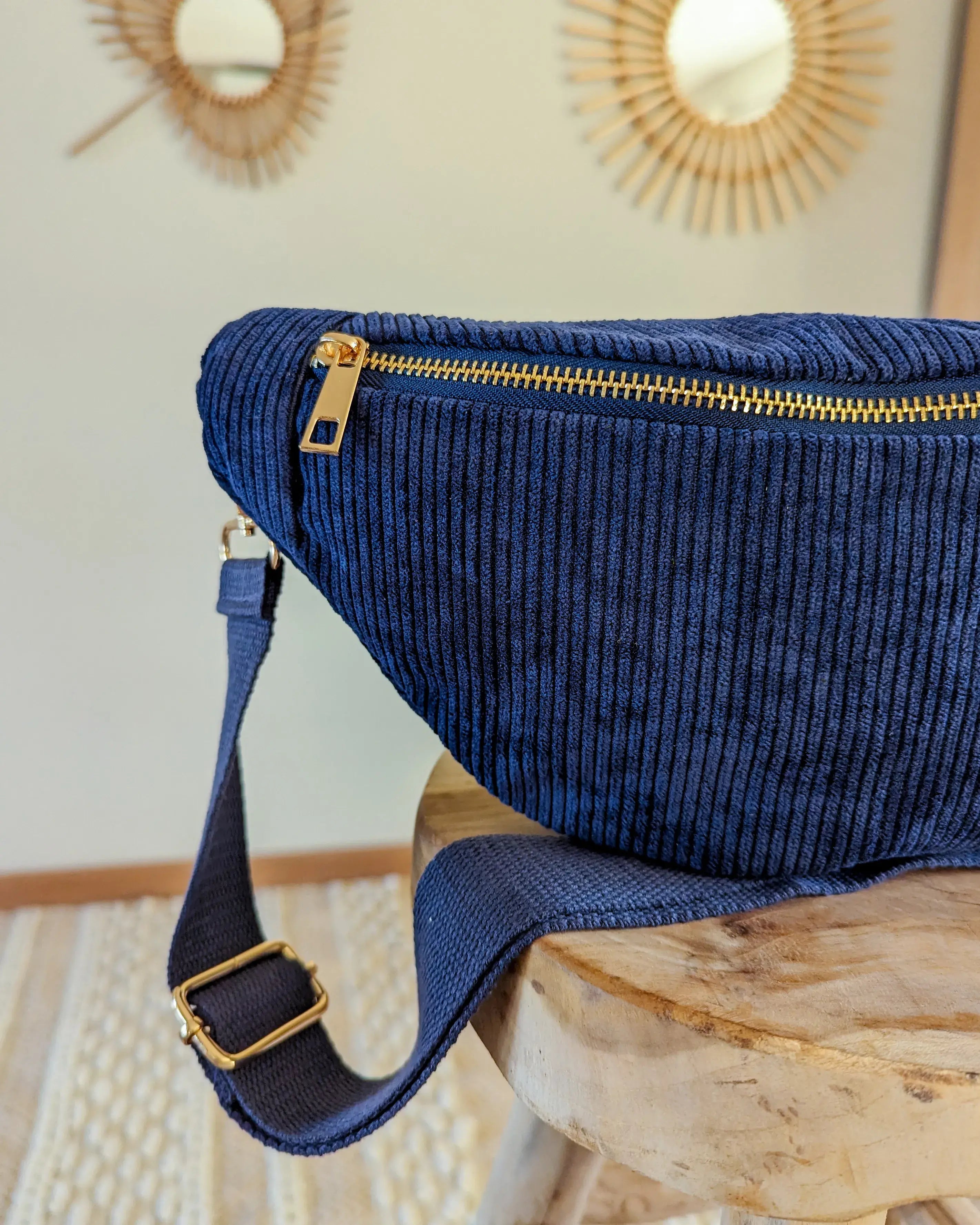 Sac banane en velours côtelé Ciao Boum - Masha marine