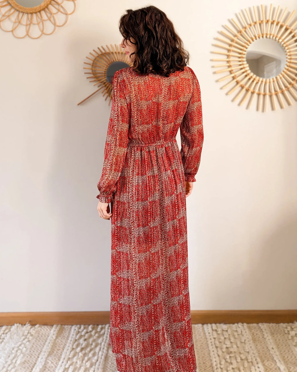 Robe longue à motifs - Véra rouge