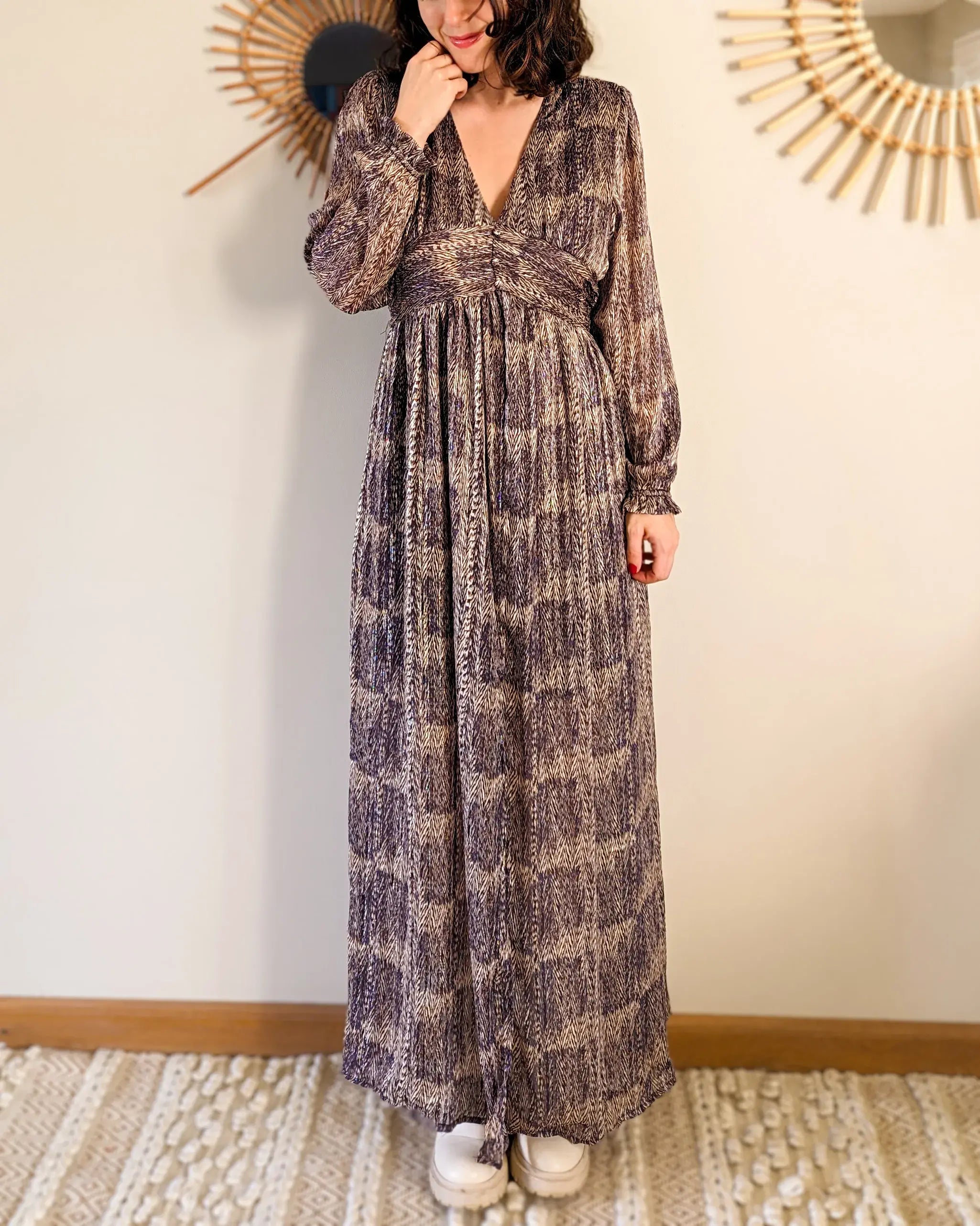 Robe longue à motifs - Véra violette