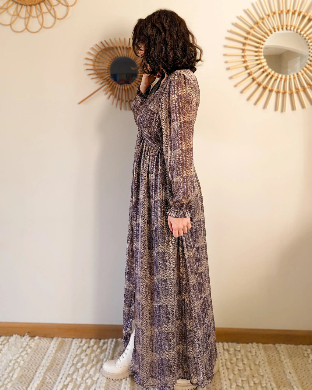 Robe longue à motifs - Véra violette