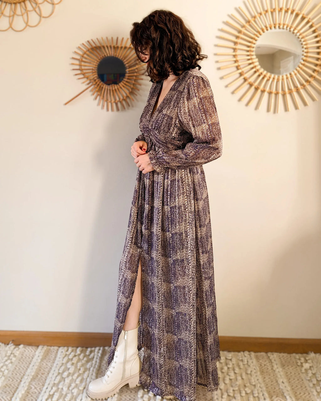 Robe longue à motifs - Véra violette