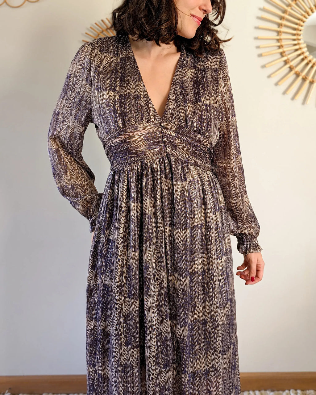 Robe longue à motifs - Véra violette