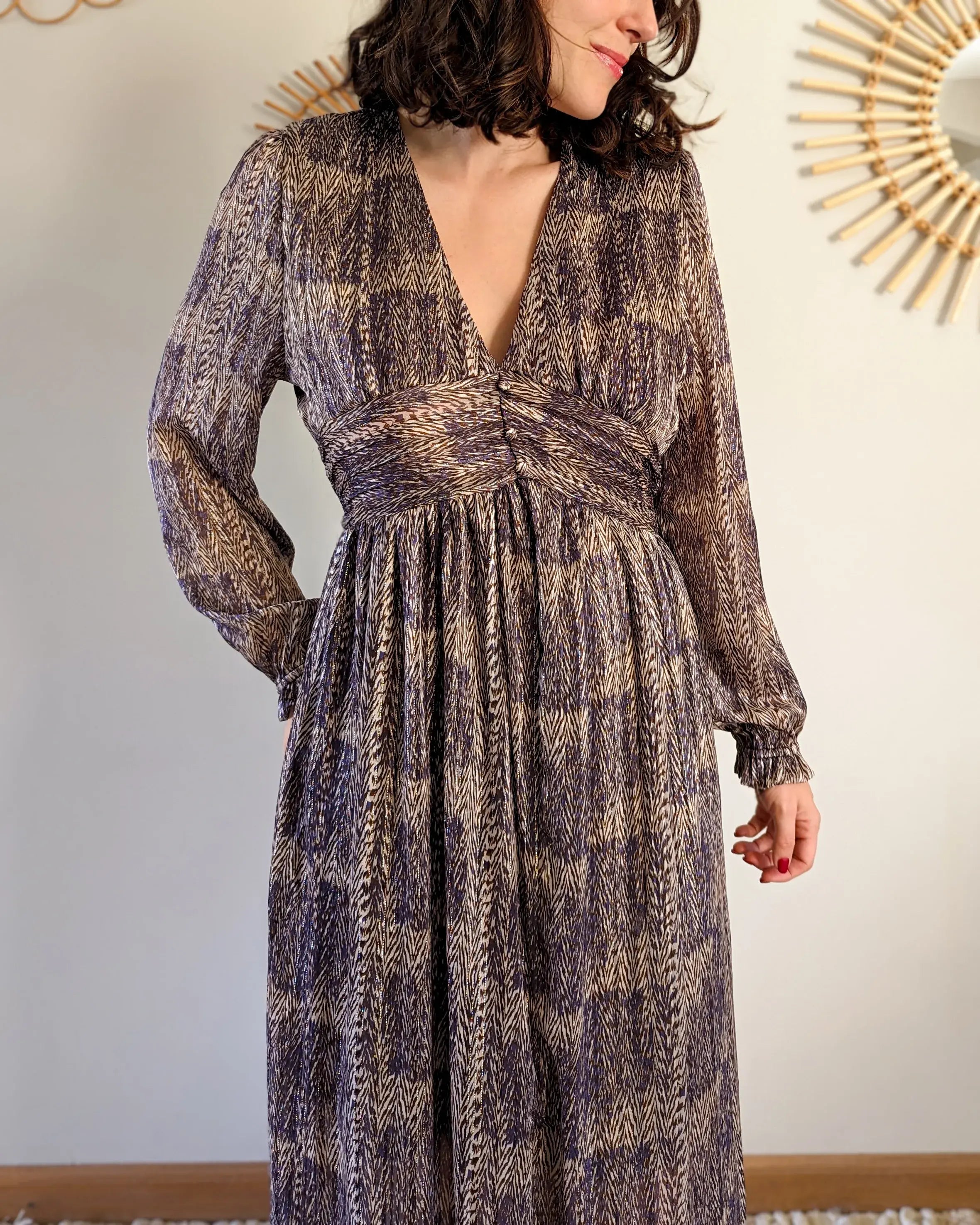 Robe longue à motifs - Véra violette