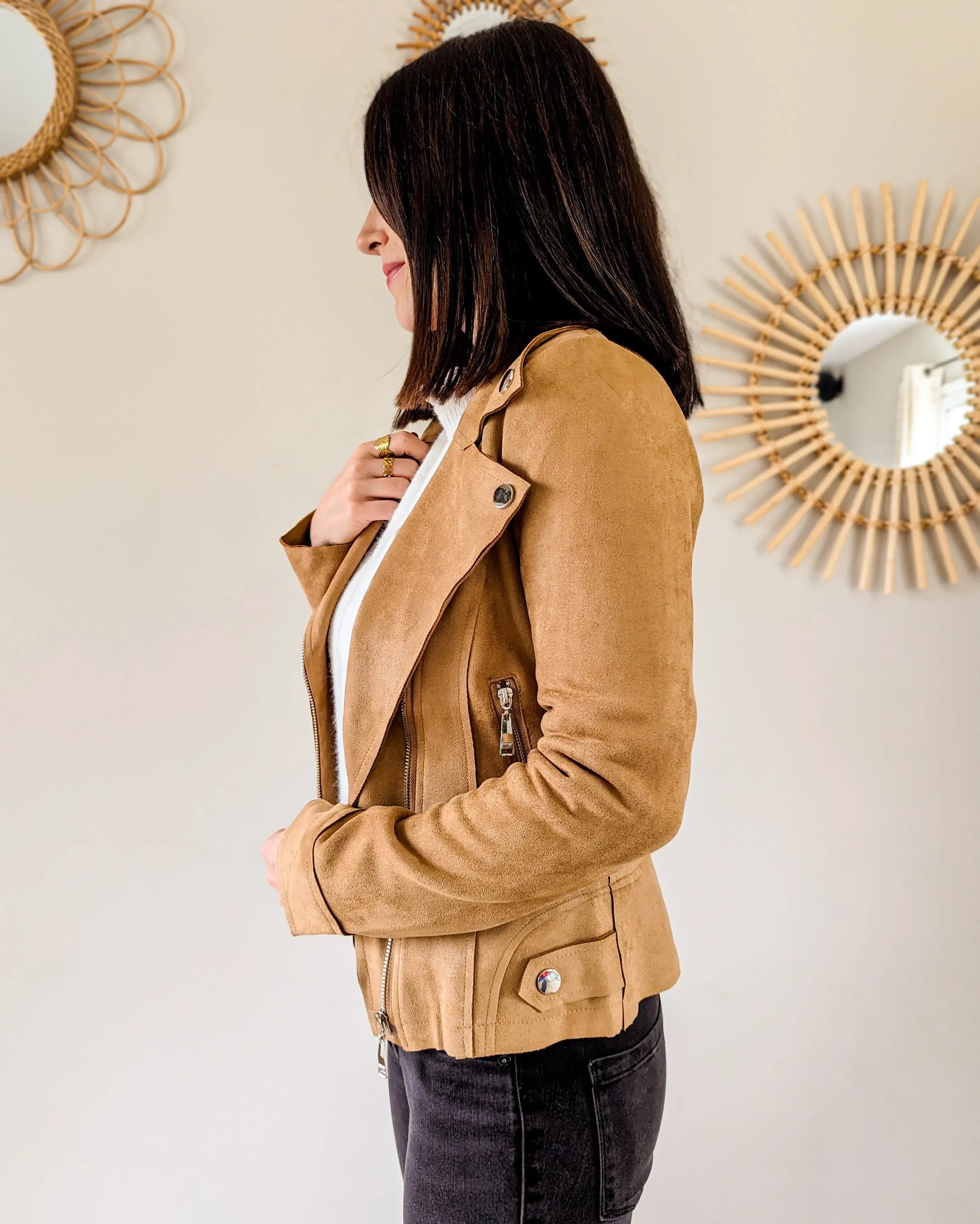 Perfecto suedine camel hotsell