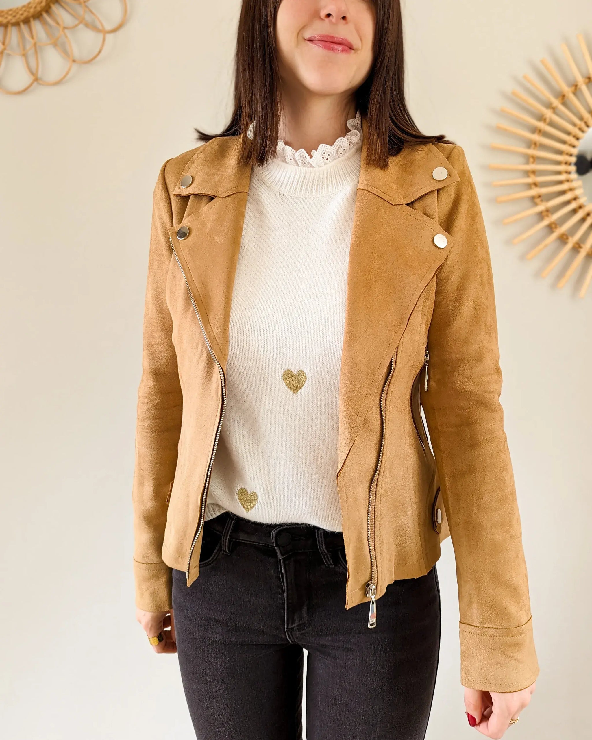 Daim Femme Perfecto Cuir Camel Femme Perfecto Suédine Livio Camel