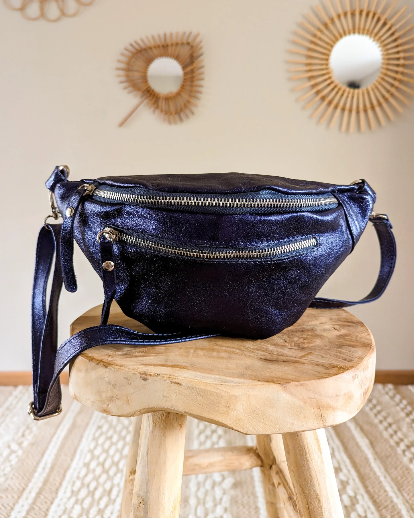 Sac banane en cuir - Chuck marine