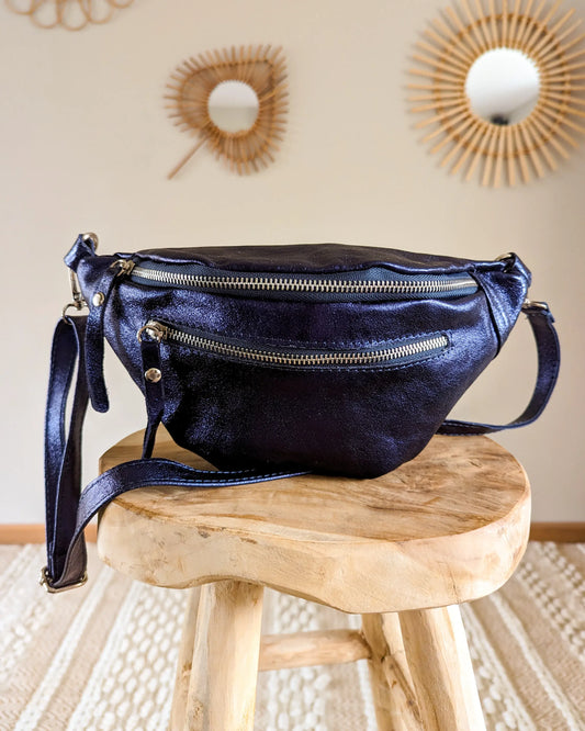 Sac banane en cuir - Chuck marine