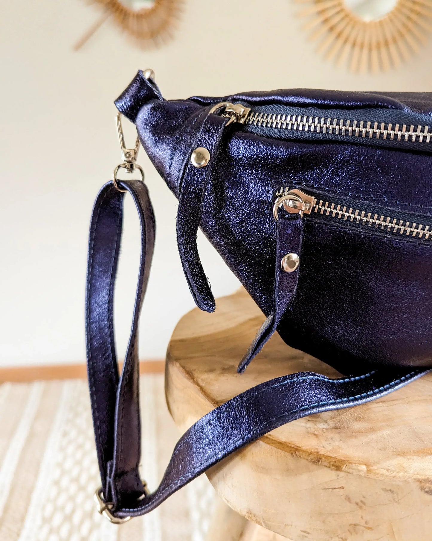 Sac banane en cuir - Chuck marine