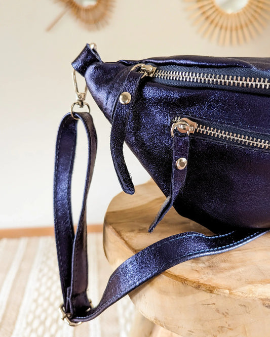 Sac banane en cuir - Chuck marine