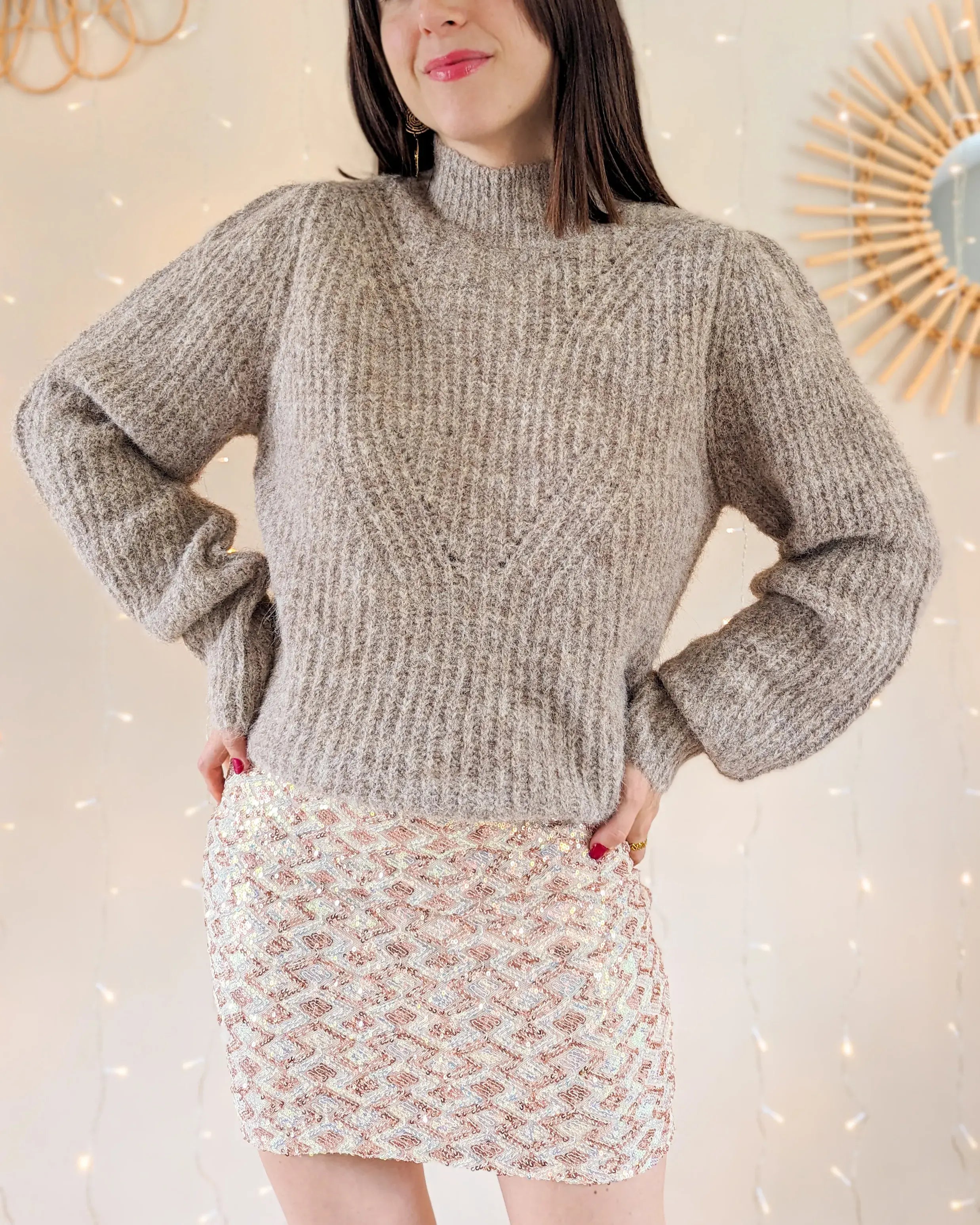 Jupe à sequins - Calia beige