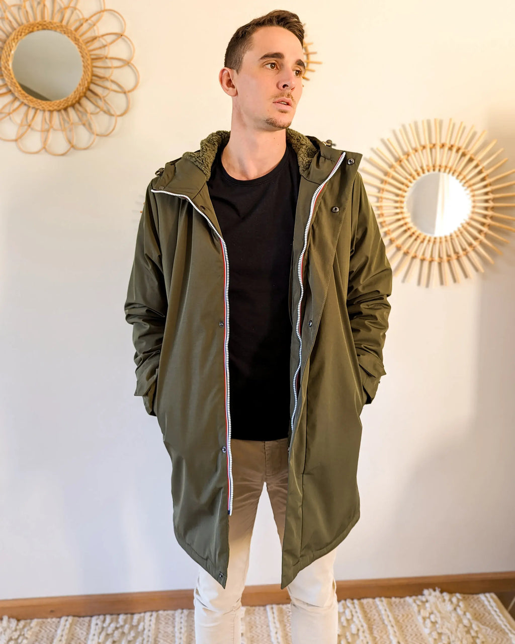 Parka longue fourrée mouton Laura Jo - Eric kaki