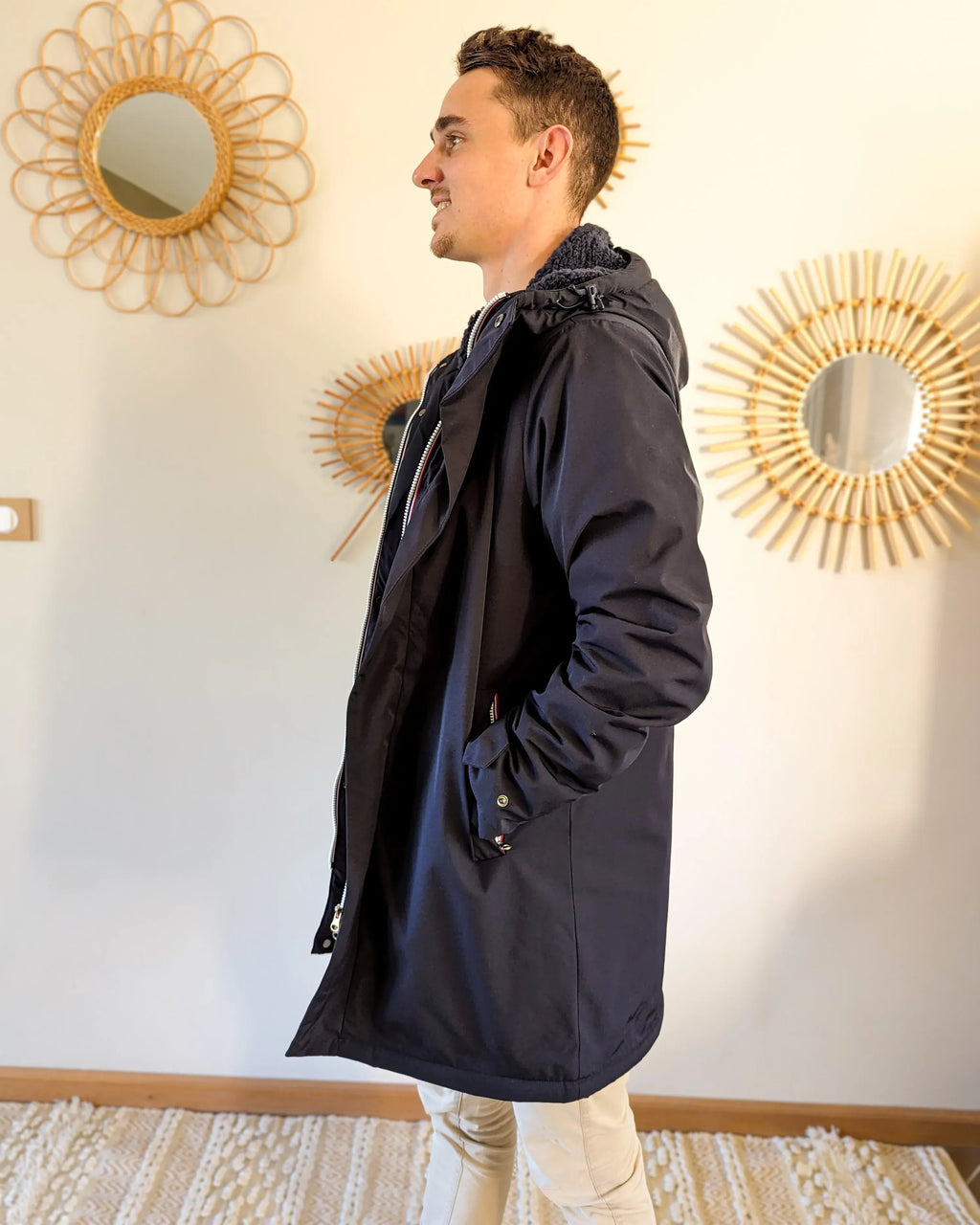 Parka longue fourrée mouton Laura Jo - Eric marine