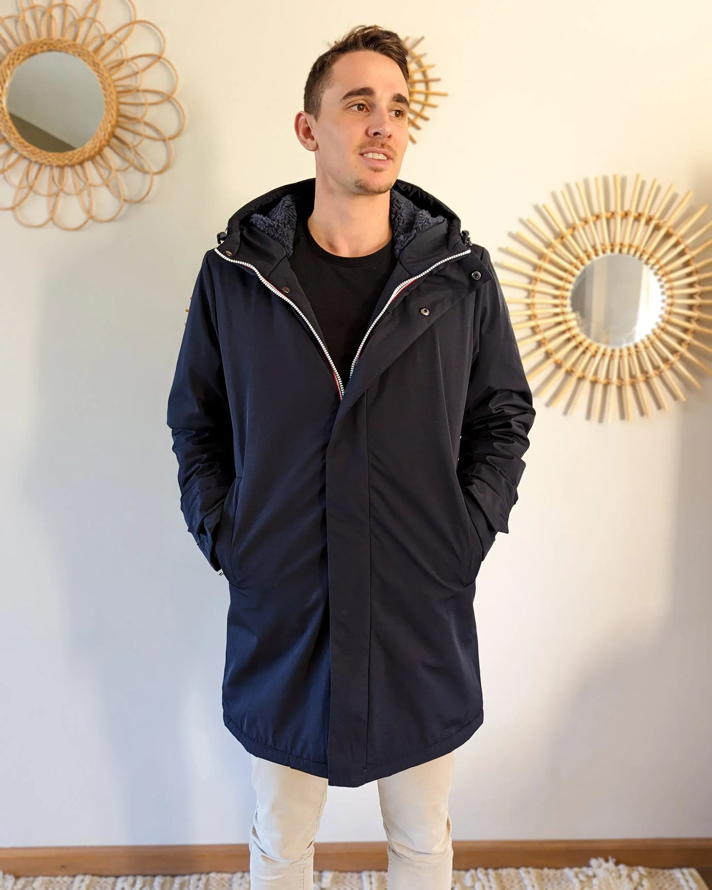 Parka longue fourrée mouton Laura Jo - Eric marine