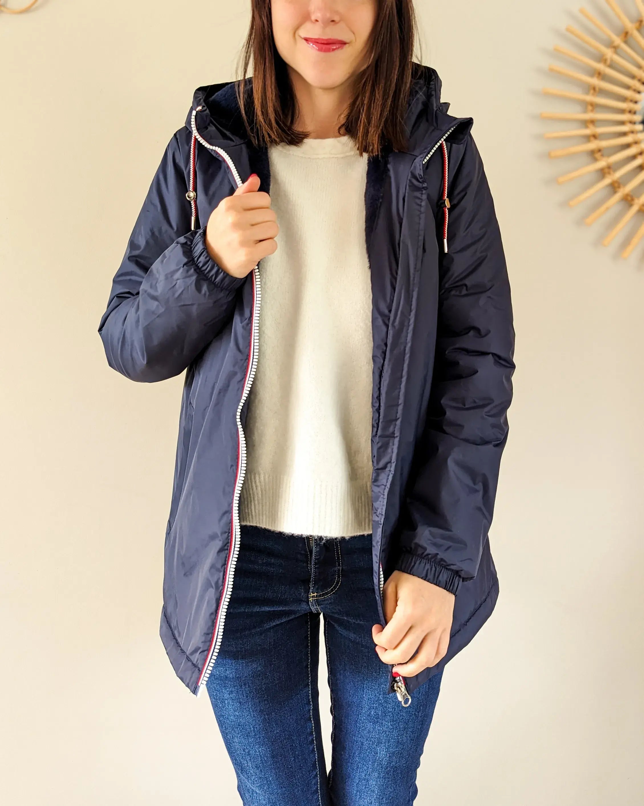 Parka fourrée imperméable Laura Jo - Harper marine mi-longue