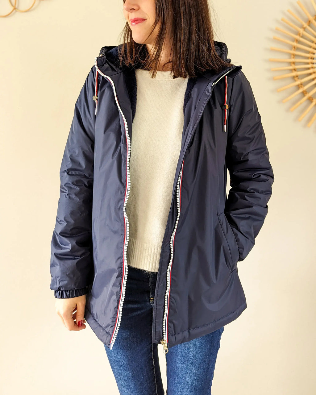 Parka fourrée imperméable Laura Jo - Harper marine mi-longue