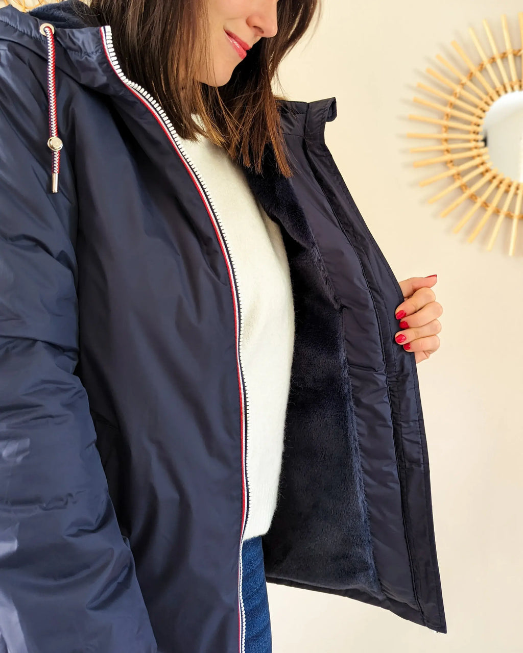 Parka fourrée imperméable Laura Jo - Harper marine mi-longue