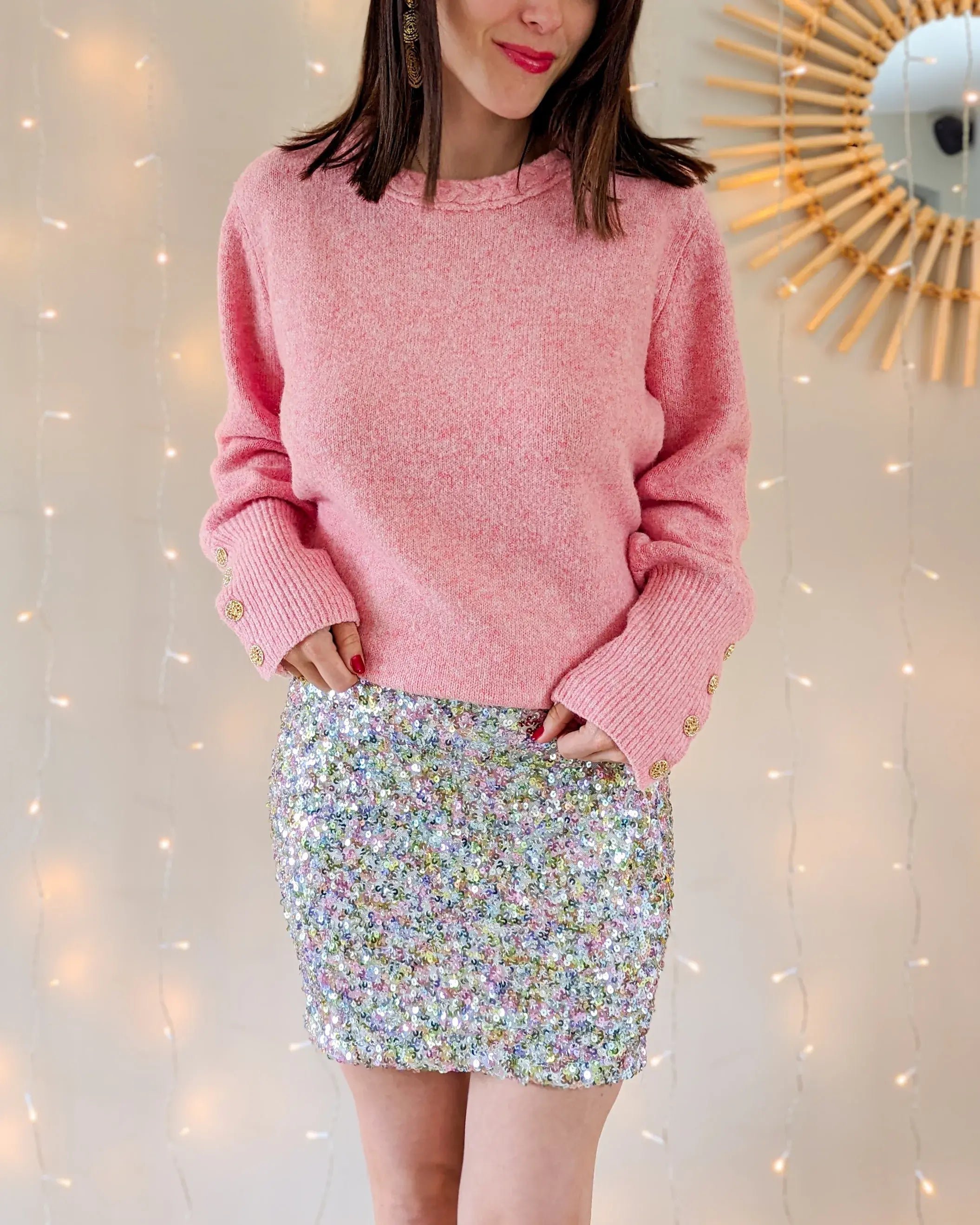 Jupe à sequins - Sage champagne