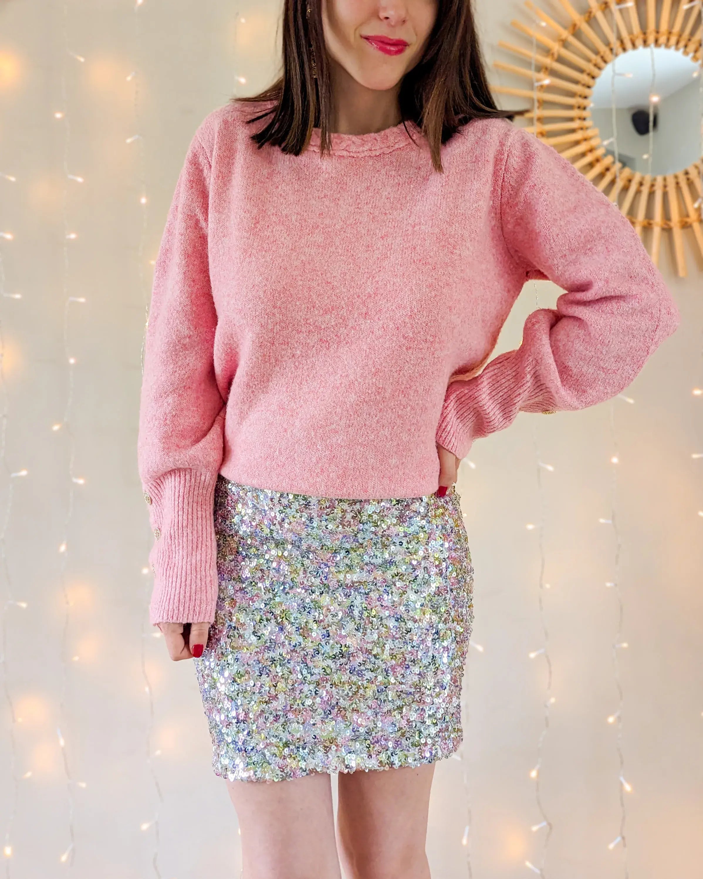 Jupe à sequins - Sage champagne