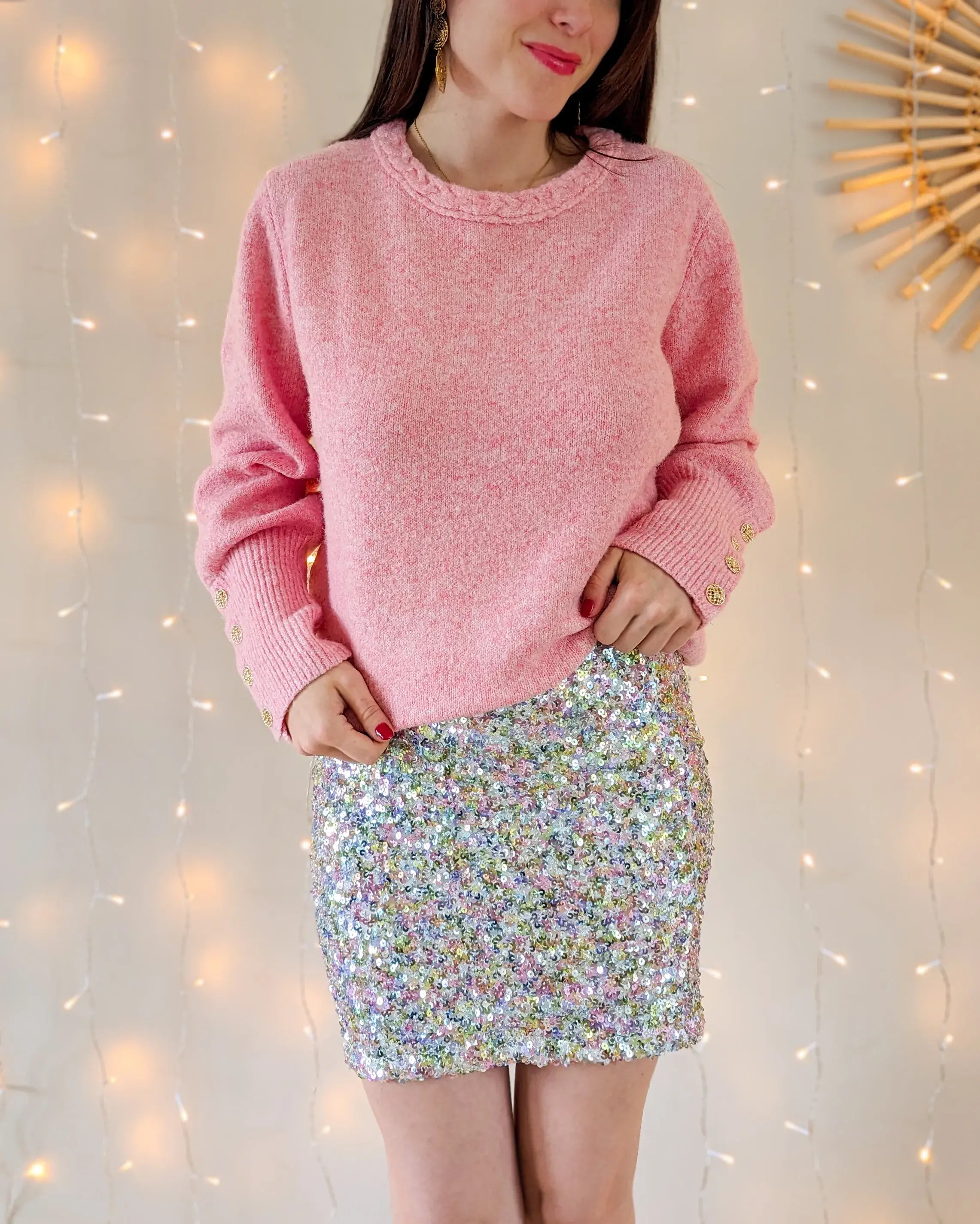 Jupe à sequins - Sage champagne