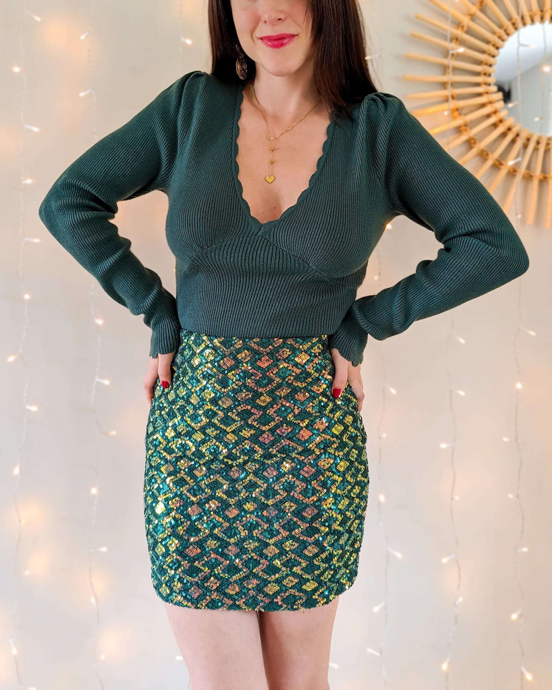 Jupe à sequins - Calia verte