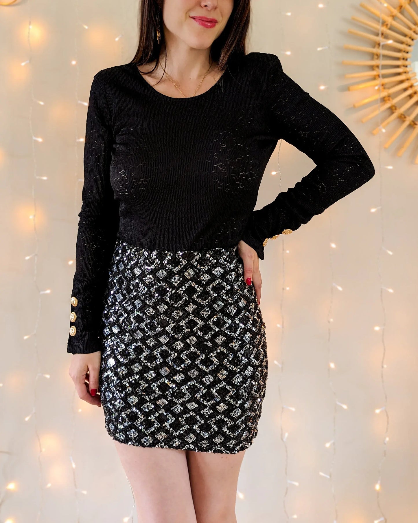 Jupe à sequins - Calia noire