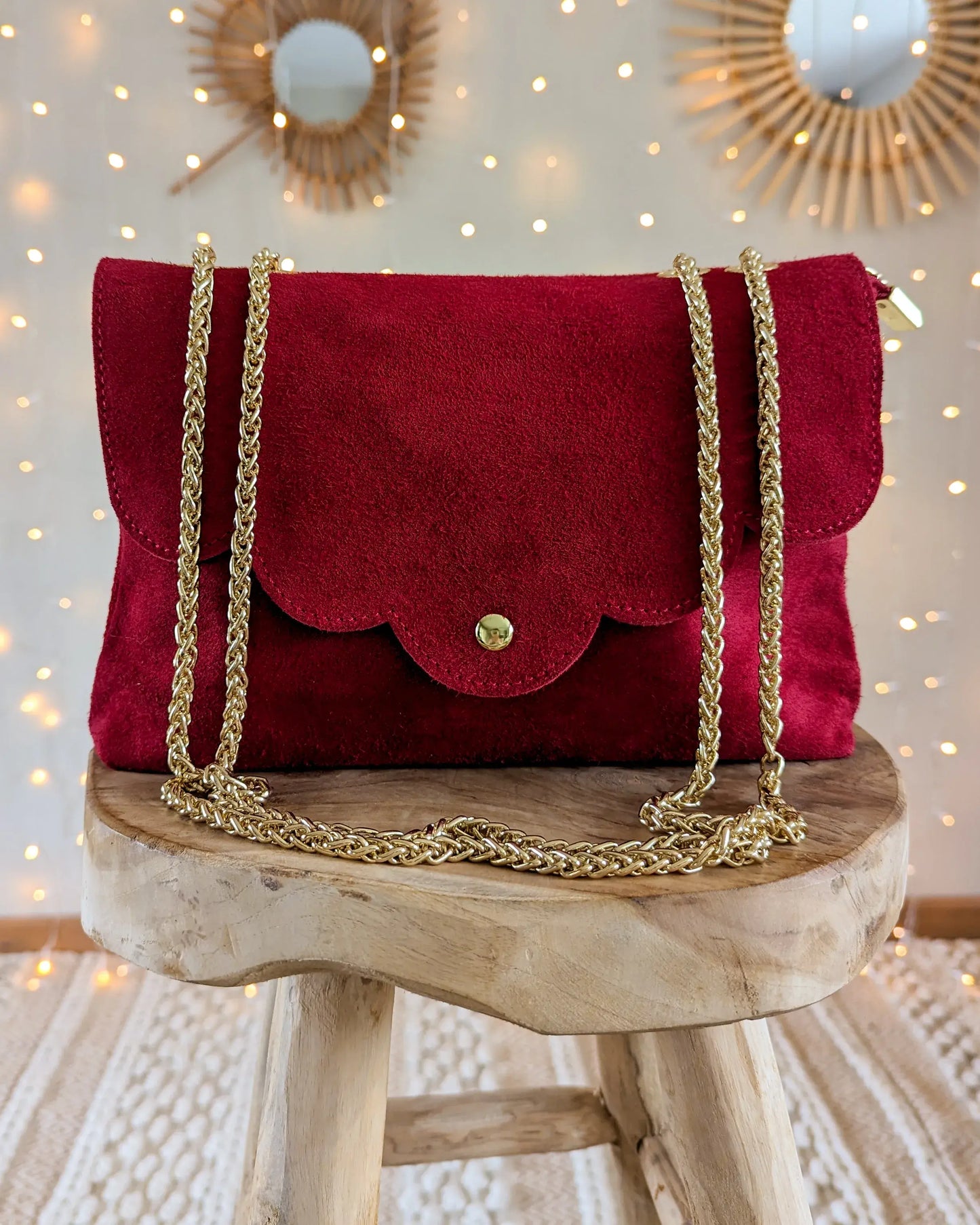 Sac en cuir daim - Nuage rouge